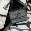 CH1955BK-CC　シャネル CHANEL 2021年最新入荷 ベルト付き フラップ カードケース ウェストバッグ チェーンウォレット グレインド カーフスキン