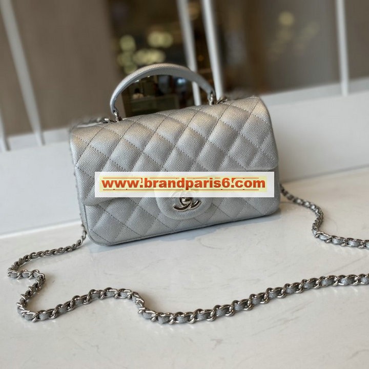 CH2431ZYS-CC　シャネル CHANEL 2021年最新入荷 トップハンドル ミニ フラップバッグ トートバッグ ハンドバッグ 2way 斜め掛け ショルダーバッグ クロスボディバッグ レディースかばん キャビアスキン
