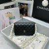 CH81028BK-025　シャネル CHANEL 2021年最新入荷 フラップバッグ 斜め掛け ショルダーバッグ パールチェーンウォレット クロスボディ レディースかばん 