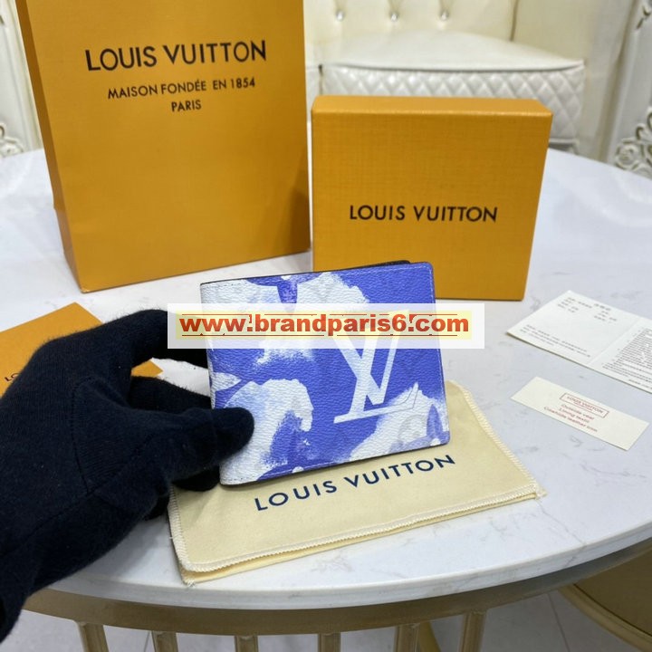 M80458-057　ルイヴィトン LOUISVUITTON 2021年最新入荷 ポルトフォイユ ミュルティプル 二つ折り短財布 ショートウォレット ウォーターカラー モノグラム キャンバス