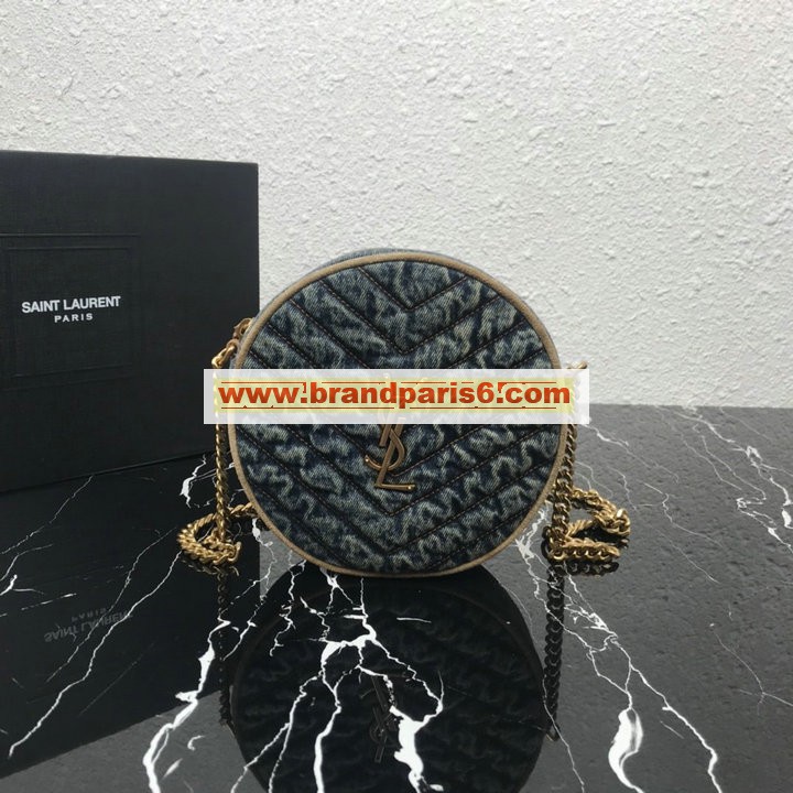 YSL610436BL-GH　イヴサンローラン Saint laurent YSL 2021年最新入荷 ヴィニル ラウンドバッグ 斜め掛け ショルダーバッグ クロスボディバッグ レディースかばん デニム