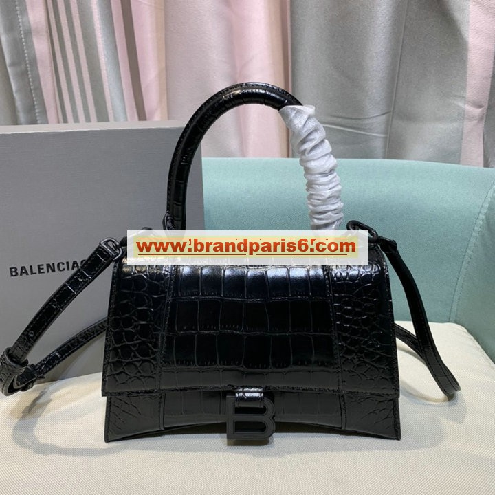 BA8895EKBK-DDB　バレンシアガ BALENCIAGA 2020年最新入荷 アワーグラスシェイプ スモール トップハンドルバッグ トートバッグ 2way ショルダーバッグ カーフレザー