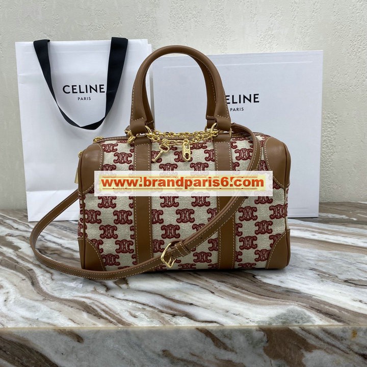 CE193652R-DDB　セリーヌ CELINE 2021年最新入荷 スモール ボストンバッグ トートバッグ 2way 斜め掛け ショルダーバッグ レディースかばん トリオンフ エンブロイダリー カーフスキン