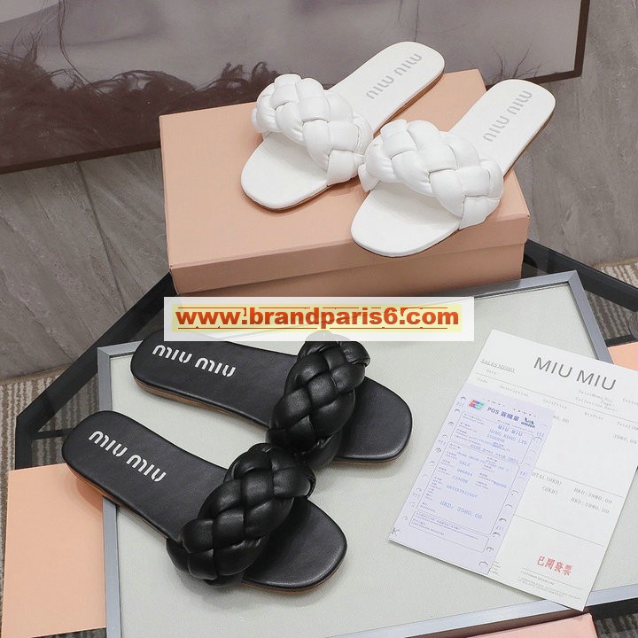 MMJ21007-26　ミュウミュウ MIUMIU 2021年夏最新入荷 フラットサンダル ミュール スリッパ レディースシューズ スライドサンダル