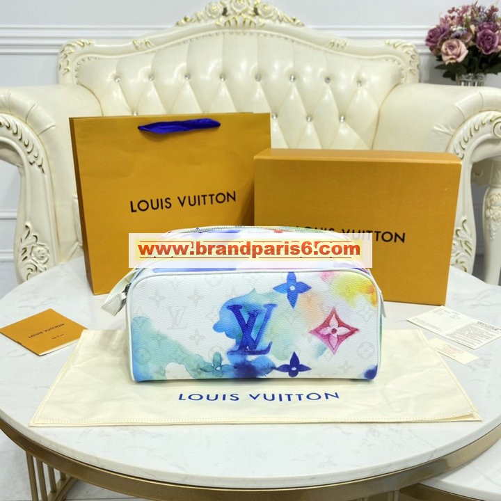M80500-057　ルイヴィトン LOUISVUITTON 2021年最新入荷 ドップ キット 手持ちかばん 洗面具収納 ポーチ ダブルファスナー開閉式 モノグラムキャンパス ウォーターカラー モノグラムキャンバス