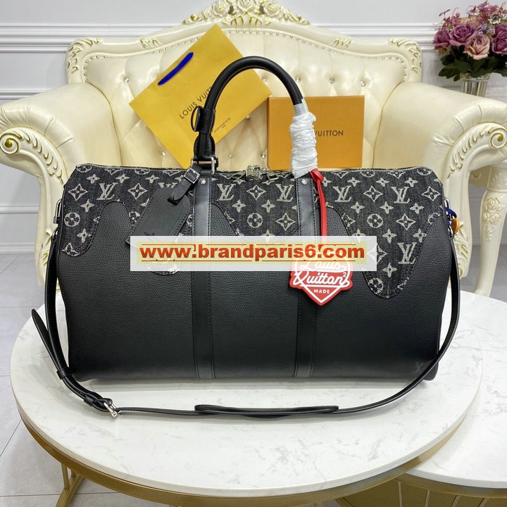 M45975K-057　ルイヴィトン LOUISVUITTON 2021年最新入荷 キーポル バンドリエール 50 トラベルバッグ ダッフルバッグ 旅行かばん ボストンバッグ トートバッグ モノグラム デニム トリヨンレザー