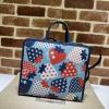 GG630542YQL-057　グッチ GUCCI 2021年最新入荷 チルドレンズ ストロベリー スター トートバッグ ハンドバッグ 2way ショルダーバッグ キャンパス