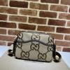 GG675891BKF-057　グッチ GUCCI 2021年最新入荷 ジャンボGG メッセンジャーバッグ 斜め掛け ショルダーバッグ スクエアバッグ クロスボディバッグ キャンパス レザー