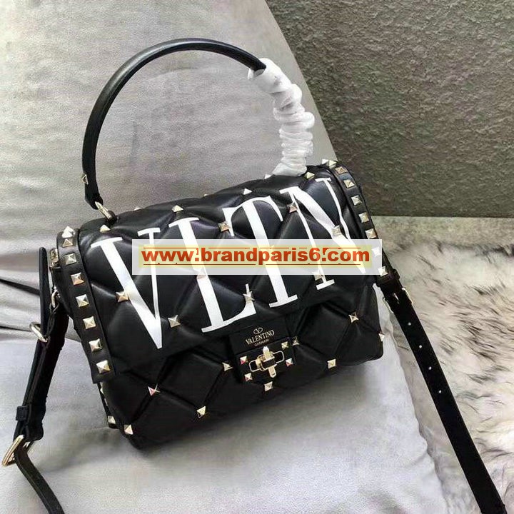 VT0055Z-99　ヴァレンティノ Valentino 2019年最新入荷 ロックスタッズ スパイク ハンドバッグ 2way ショルダーバッグ ラムスキン