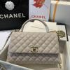 CH92991GQJQH-CC　シャネル CHANEL 2022年最新入荷 トップハンドル ミニ フラップ バッグ トートバッグ ハンドバッグ 2way ショルダーバッグ クロスボディ キャビアスキン