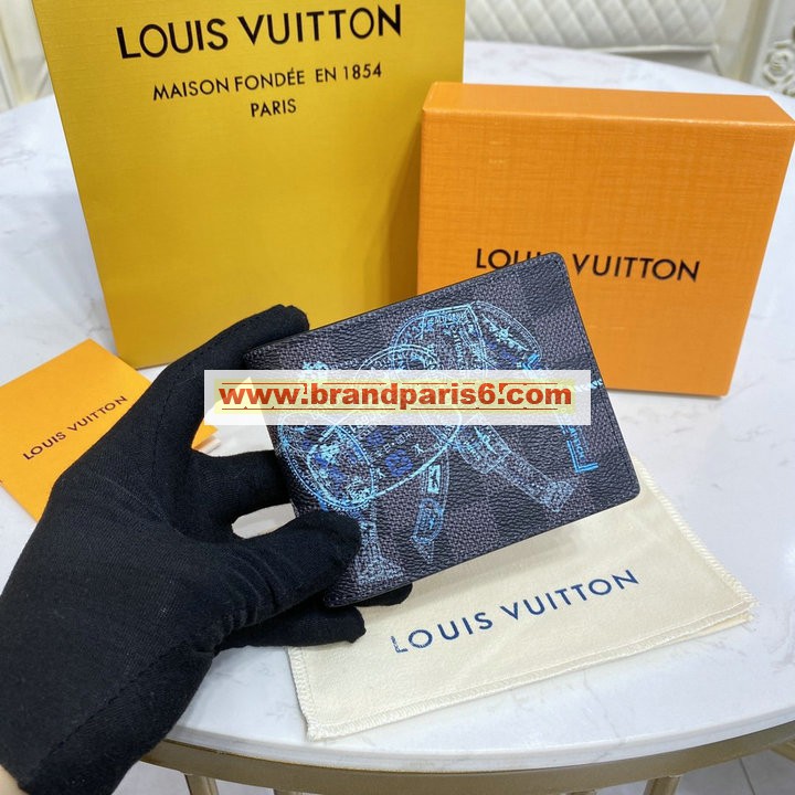 N64603-057　ルイヴィトン LOUISVUITTON 2022年最新入荷 ポルトフォイユ スレンダー 二つ折り短財布 ショートウォレット 札入れ カードポケット ダミエ グラフィット スタンプ キャンバス
