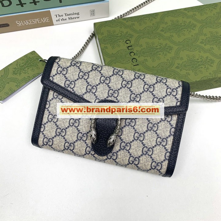 GG401231BLL-057　グッチ GUCCI 2022年最新入荷 ディオニュソス ミニ チェーンウォレット 斜め掛け ショルダーバッグ クロスボディバッグ レディースかばん キャンパス レザー