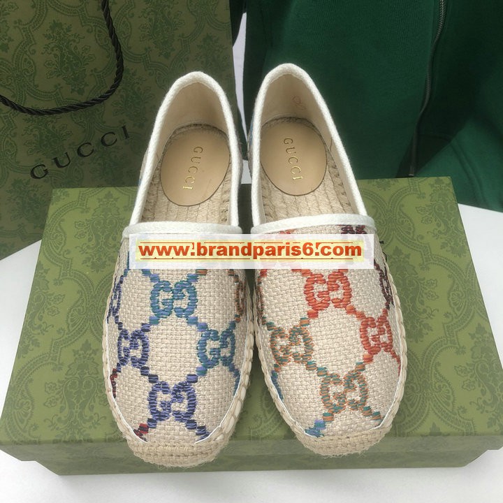 GGJ22033-26　グッチ GUCCI 2022年最新入荷 GGキルティング ウェメンズ エスパドリーユシューズ フラットシューズ ローファー レディースシューズ カジュアルシューズ キャンパス