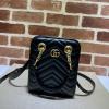 GG696123BK-057　グッチ GUCCI 2022年最新作 GGマーモント キルティング ミニバッグ トートバッグ 斜め掛け ショルダーバッグ スクエアバッグ クロスボディバッグ カーフレザー