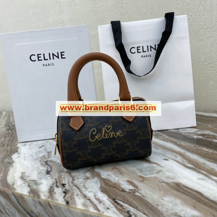 CE195112BZZ-DD　セリーヌ CELINE 2022年最新入荷 ミニ ボストンバッグ トートバッグ ハンドバッグ 2way 斜め掛け ショルダーバッグ トリオンフキャンバス 