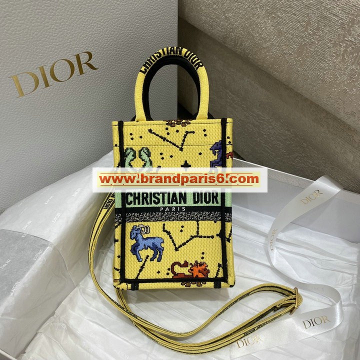 CD1289QYL-99　クリスチャンディオール CHRISTIAN DIOR 2022最新入荷 Book Tote ブック ミニフォンバッグ 斜め掛け ショルダーバッグ クロスボディバッグ 携帯かばん ピクセル ゾディアック エンブロイダリー