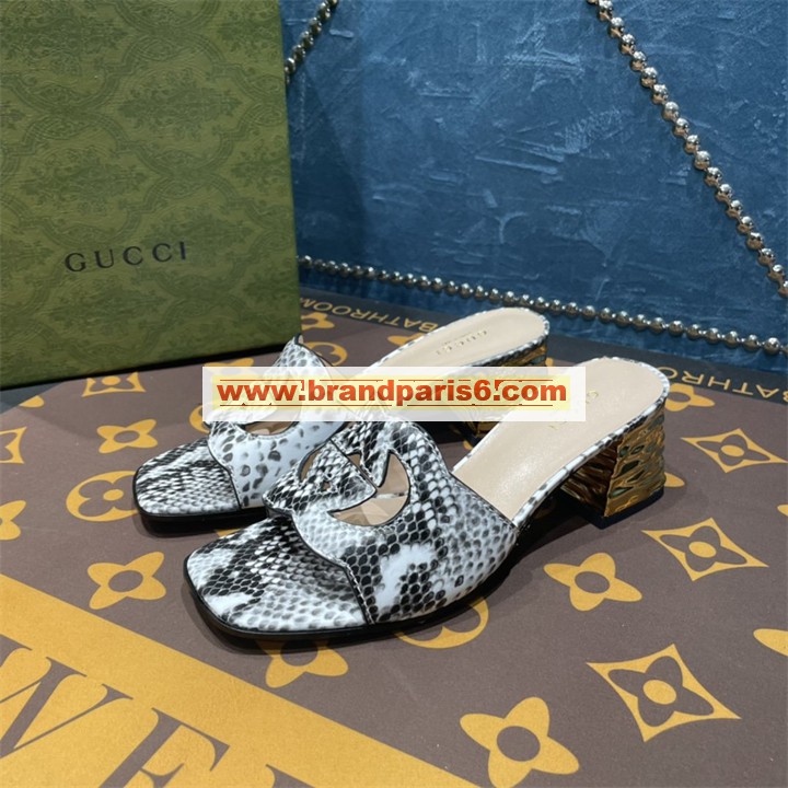GGJ22044ZSY-26　グッチ GUCCI 2022年最新入荷 インターロッキングG カットアウト ウィメンズ スライドサンダル ローヒールミュール レディースシューズ 靴