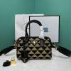 PD1BA846BK-GH　プラダ PRADA 2022年最新入荷 ジャカードファブリック スモールバッグ 肩掛け ショルダーバッグ トートバッグ ハンドバッグ レディースかばん レザー