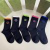 WZGG22008-AN　グッチ GUCCI 2022年最新入荷 Sporty Tennis Socks スポーティー テニス ソックス ハイソックス 1箱5足セット コットン