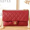CH3609RD-CC　シャネル CHANEL 2022年最新入荷 フラップバッグ チェーンポーチ 斜め掛け ショルダーバッグ レディースかばん ラムスキン