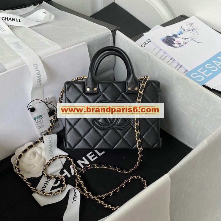 CH3344BK-CC　シャネル CHANEL 2022年最新入荷 スモール ヴァニティー ケース トートバッグ 2way 斜め掛け ショルダーバッグ クロスボディバッグ 化粧かばん レディースかばん