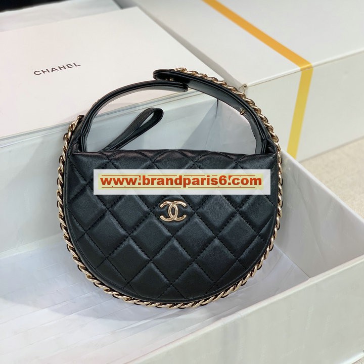 CH3095YBK-CC　シャネル CHANEL 2022年最新入荷 フラフープ ポーチ 手持ちかばん レディースかばん ラウンドバッグ ラムスキン