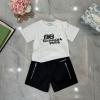 TYBA23001-JS　バレンシアガ BALENCIAGA 2023年夏最新入荷 子供服 2点セットアップ ツーピース ショートスリーブ Tシャツ ショールパンツ スポーツジャージ