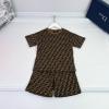 TYFD23001-JS　フェンディ FENDI 2023年夏最新入荷 子供服 2点セットアップ ツーピース ショートスリーブ Tシャツ ショートパンツ スポーツジャージ