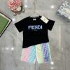 TYFD23002-JS　フェンディ FENDI 2023年夏最新入荷 子供服 2点セットアップ ツーピース ショートスリーブ Tシャツ ショートパンツ スポーツジャージ