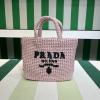 PD1BG422WQF-99　プラダ PRADA 2023年最新入荷 ラフィア トートバッグ ハンドバッグ トップハンドルバッグ レディースかばん