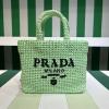 PD1BG422WGL-99　プラダ PRADA 2023年最新入荷 ラフィア トートバッグ ハンドバッグ トップハンドルバッグ レディースかばん