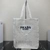 PD1BG393BS-025　プラダ PRADA 2023年最新入荷 ラフィア トートバッグ トップハンドルバッグ ハンドバッグ レディースかばん 内張りなし ラフィアハンドル