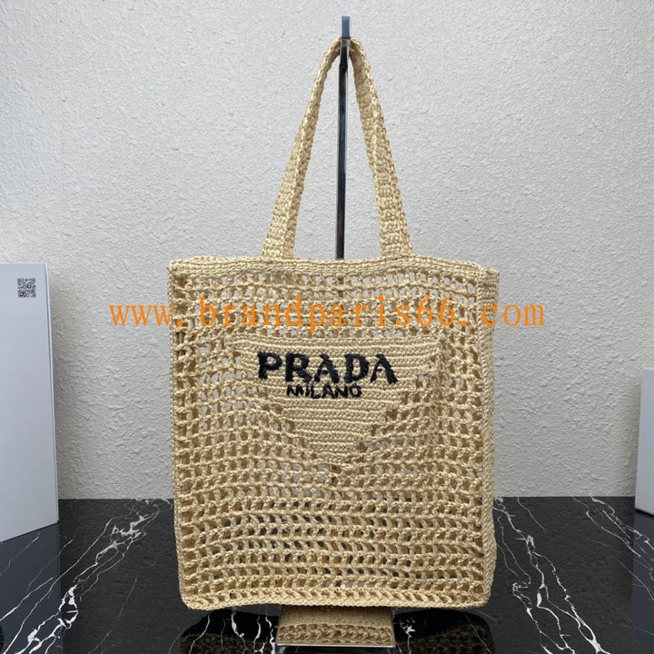 PD1BG393XS-025　プラダ PRADA 2023年最新入荷 ラフィア トートバッグ トップハンドルバッグ ハンドバッグ レディースかばん 内張りなし ラフィアハンドル