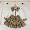 TYBR23007-MS　バーバリー BURBERRY 2023年夏最新入荷 子供服 2点セットアップ ツーピース ロングスリーブ シャツ ショートスカート