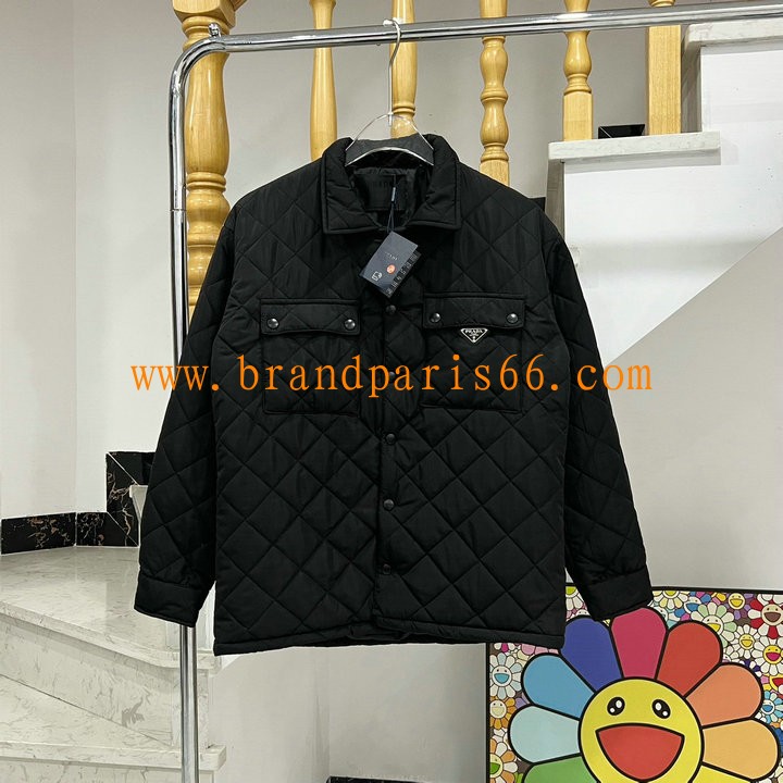 WTPD23006-MS　プラダ PRADA 2023年秋冬最新入荷 ロングスリーブ パファー ジャケット ボタン開閉式 ジャケット トップスコート 長袖 アウターコート 男女兼用