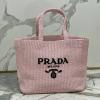 PD1BG392WFH-GH　プラダ PRADA 2023年最新入荷 ストロー レザー トートバッグ ハンドバッグ 肩掛け ショルダーバッグ レディースかばん