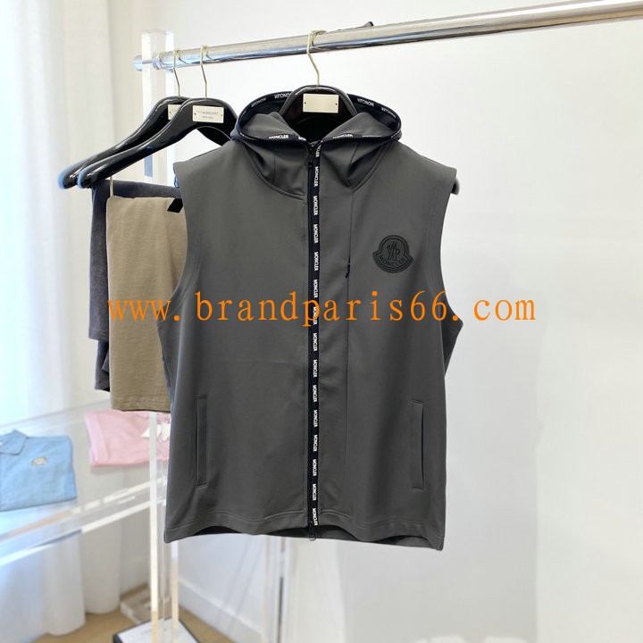 WTMC24002-JS　モンクレール MONCLER 2024年春夏最新入荷 ノースリーブ ベストジャケット フーデッド トップスコート 袖なし ジップクロージャー