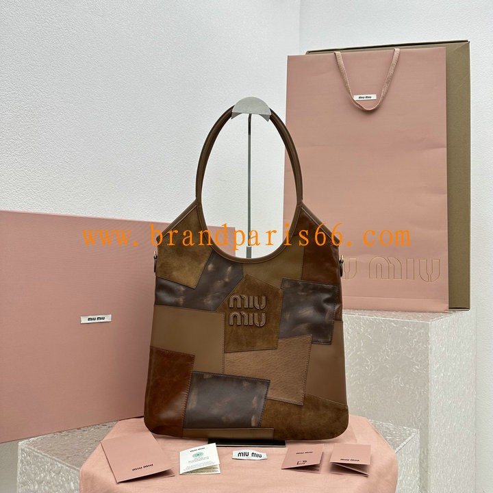 MM5BG231QZS-GH　ミュウミュウ MIUMIU 2024年最新入荷 ホーボーバッグ トートバッグ ハンドバッグ 肩掛け ショルダーバッグ レディースかばん