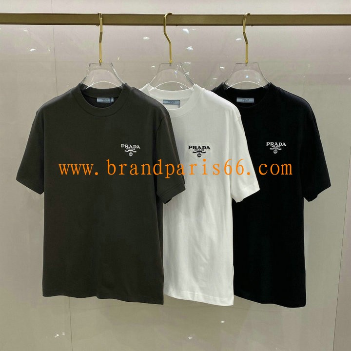 TDPD24005-MS　プラダ PRADA 2024年最新入荷 Tシャツ 半袖 ショートスリーブ スウェットシャツ 短袖 クルーネック トップス レジャーシャツ 
