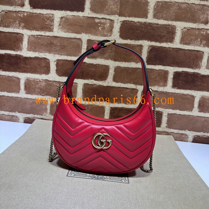 GG699514PMH-057　グッチ GUCCI 2024年最新作 GGマーモント ハーフムーンシェイプ ミニバッグ ホーボーバッグ 斜め掛け チェーンバッグ クロスボディバッグ
