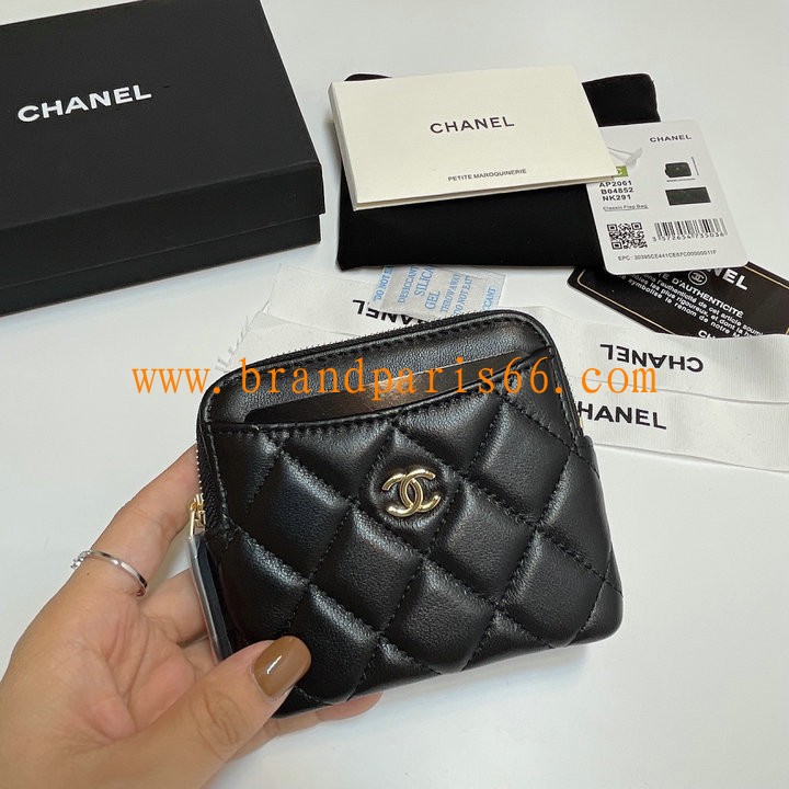 CH2061YJBK-99　シャネル CHANEL 2024年最新入荷 ジップウォレット ファスナー短財布 コインケース ラムスキン
