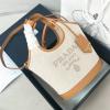 PD1BE074BZS-GH　プラダ PRADA 2024年最新入荷 スモール トートバッグ ホーボーバッグ ハンドバッグ レディース リネンブレンド レザー