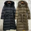 YFMAX24010-XG　マックスマーラ MaxMara 2024年秋冬最新入荷 フーデッド ロング ダウンジャケット ベルト付き ダウンジャケット レディース アウター