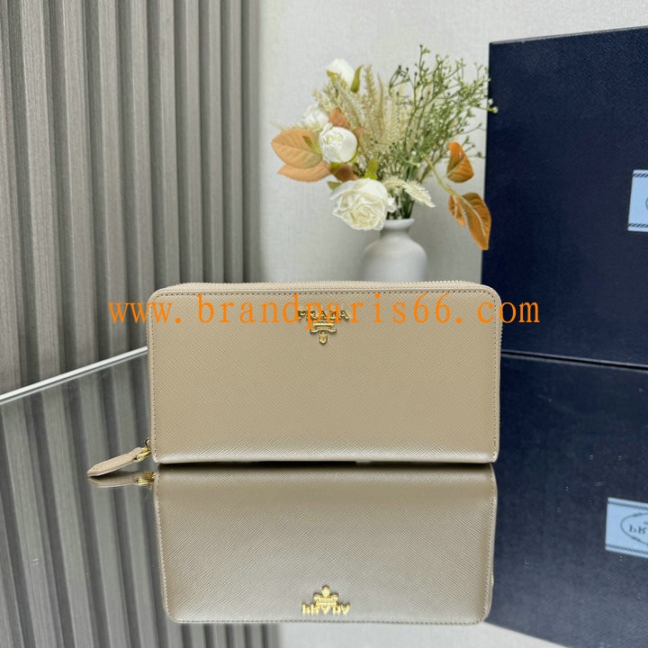 PD1ML506ZJM-GH　プラダ PRADA 2024年最新入荷 サフィアーノトライアングル ジップアラウンド長財布 ファスナー ロングウォレット レザー