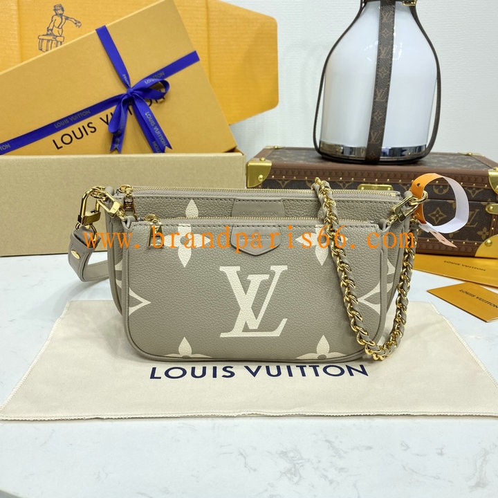 M45777H-057　ルイヴィトン LOUISVUITTON 2024年最新入荷 ミュルティ ポシェット アクセソワール ショルダーバッグ チェーンウォレット バイカラー モノグラム アンプラント レザー