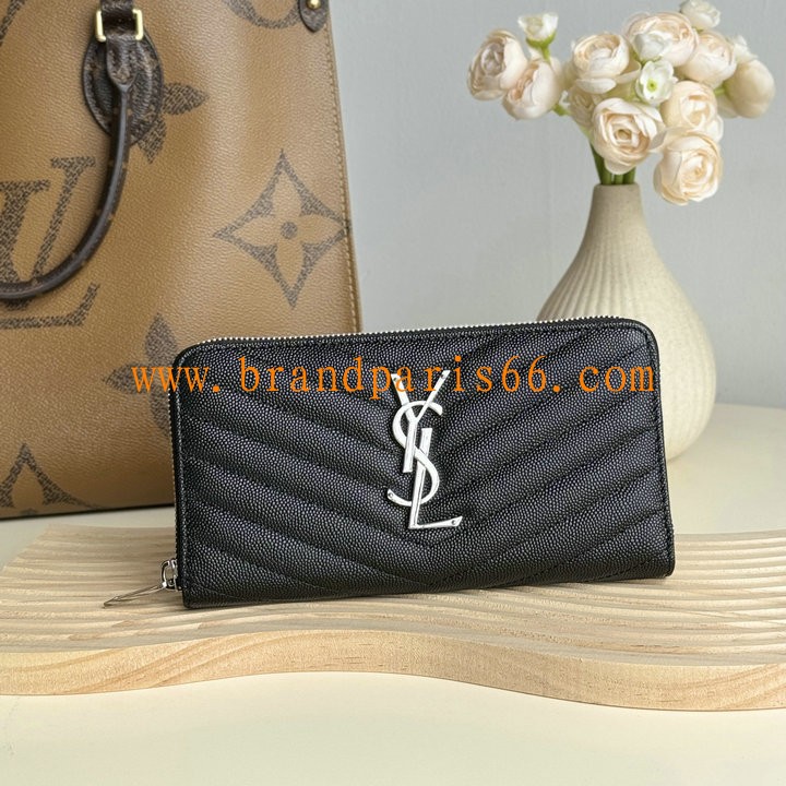 YSL358094YK-GH　イヴサンローラン Saint laurent YSL 2024年最新入荷 モノグラム サンローラン フルジップウォレット ファスナー長財布 グレインパウダーテクスチャー キルティングレザー