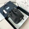 PD1BE067NBK-99　プラダ PRADA 2025年最新入荷 スタッズ付 ミニバッグ トップハンドルバッグ トートバッグ ハンドバッグ Re-Nylon ナイロン 