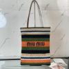 MM5BG248BCS-JS　ミュウミュウ MIUMIU 2025年最新入荷 ラフィアエフェクトウーブン トートバッグ 肩掛け ショルダーバッグ レディース