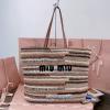 MM5BG228WC-99　ミュウミュウ MIUMIU 2025年最新入荷 バケットバッグ トートバッグ ハンドバッグ ラフィア レディース 