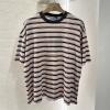 TDPD25007-XG　プラダ PRADA 2025年最新入荷 ストライプ コットンジャージー Tシャツ 半袖 クルーネック レディース カジュアル おしゃれ